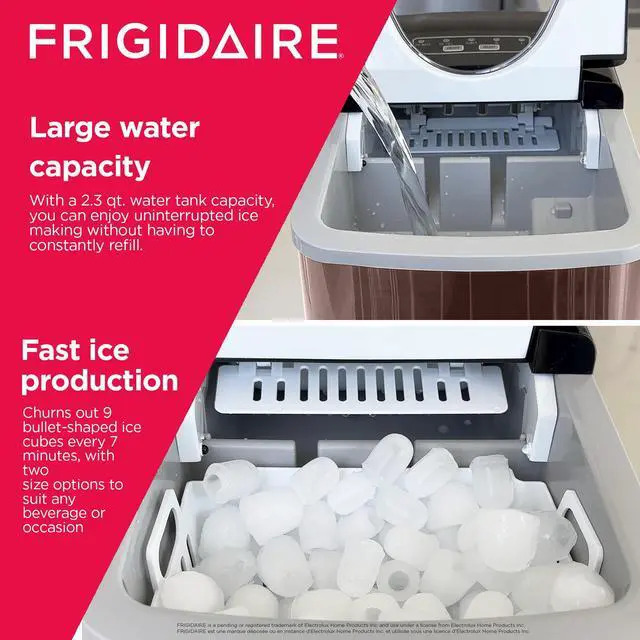 Alt view image 4 of 6 - Stainless Steel Countertop Ice Maker Machine with 26 lb Capacity | Ice Machine Makes 9 Cubes Every 7-15 Minutes | Portable Ice Maker for Countertop with Ice Shovel & Drain Plug