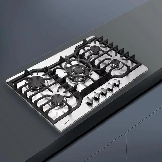 Alt view image 5 of 7 - 30 Inch Gas Cooktop, Stainless Steel Built-in 5 Burners Gas Stovetop LPG/NG Convertible Gas Stove Top Dual Fuel Gas Hob DM527-05