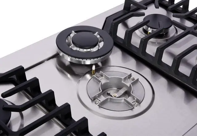 Alt view image 7 of 7 - 30 Inch Gas Cooktop, Stainless Steel Built-in 5 Burners Gas Stovetop LPG/NG Convertible Gas Stove Top Dual Fuel Gas Hob DM527-05