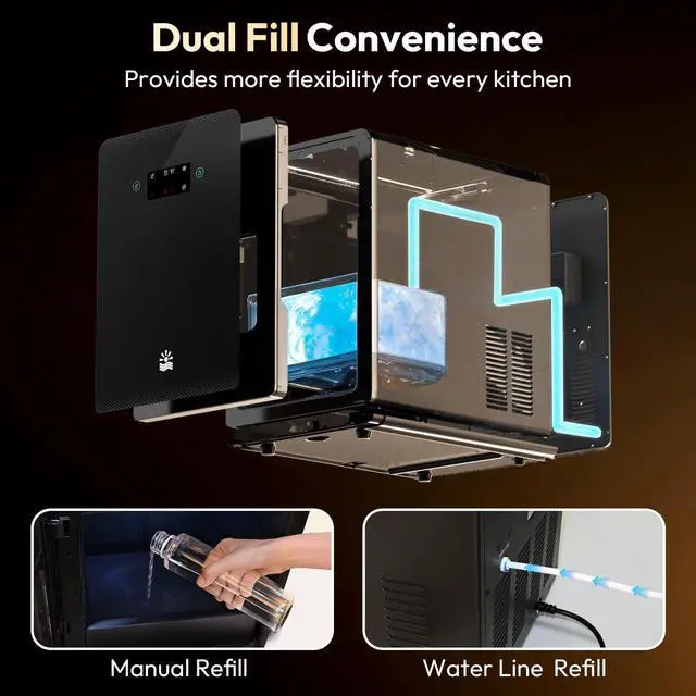 Alt view image 7 of 7 - 2Ice Ball Maker for Whiskey, 35min 4 Clear Ice Sphere, 144 pcs/Day | LCD Touch Control, Water Shortage& Ice Full Alert, Auto & Manual Fill, Self-Cleaning, For Whiskey Bourbon Home Bar Gift