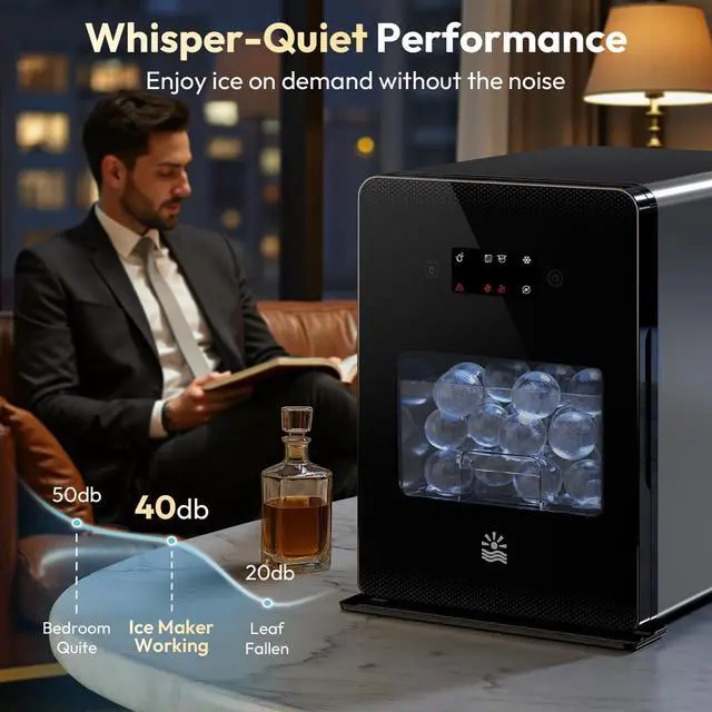Alt view image 6 of 7 - 2Ice Ball Maker for Whiskey, 35min 4 Clear Ice Sphere, 144 pcs/Day | LCD Touch Control, Water Shortage& Ice Full Alert, Auto & Manual Fill, Self-Cleaning, For Whiskey Bourbon Home Bar Gift