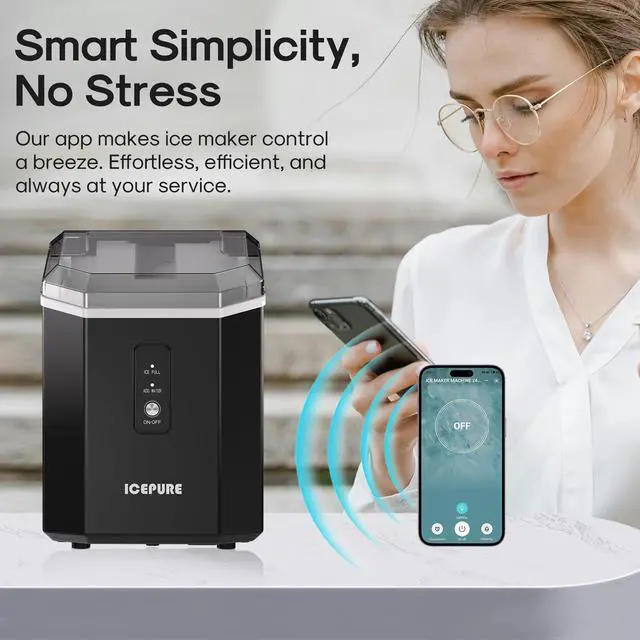 Alt view image 2 of 7 - Nugget Ice Makers Countertop with App, Portable Ice Machine with WiFi, 33lbs in 24H, Ready in 5-10 Mins, Self CleaningSmall Ice Maker with Basket Scoop, for Home/Kitchen/Party/RV/Camping