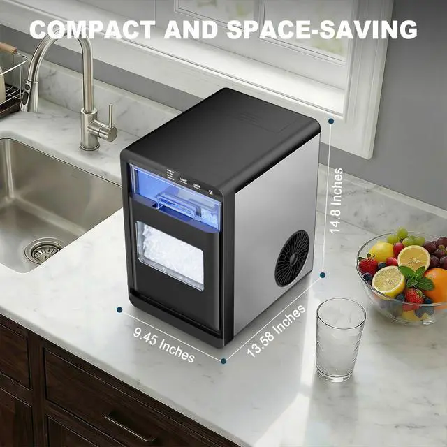 Alt view image 7 of 7 - Nugget Ice Maker Countertop, 44lbs/24h Nugget Ice Machine, Soft Ice Ready in 5-10Mins Pellet Ice Maker, Self-Cleaning Sonic Ice Maker for Home, Kitchen, Office, Party