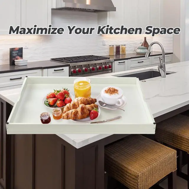 Alt view image 7 of 7 - Noodle Board Stove Covers for Gas Burners, 30"L x 22"W x 2.5"Th Heavyweight Stove Top Covers for Electric Stove, Buil-in Handles, RV Stove Cover, Sink Cover, Wooden Serving Tray (White)
