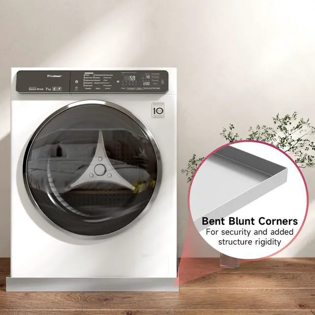 Alt view image 5 of 6 - 32 x 30 x 2.5 Inch 304 Stainless Steel Washing Machine Drain Pan | Heavy Duty Steel Compact Washer Drip Tray, Washing Machine Tray No Leak Protecting The Floor (No Hole)