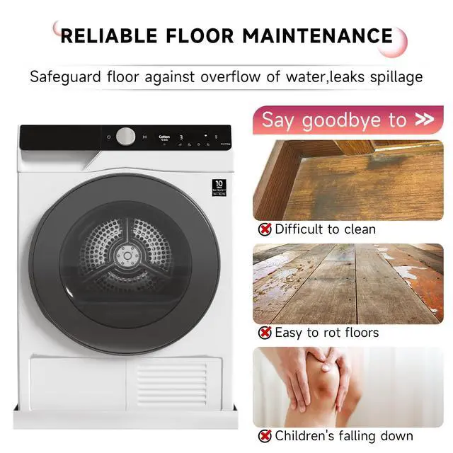 Alt view image 6 of 6 - 32 x 30 x 2.5 Inch 304 Stainless Steel Washing Machine Drain Pan | Heavy Duty Steel Compact Washer Drip Tray, Washing Machine Tray No Leak Protecting The Floor (No Hole)