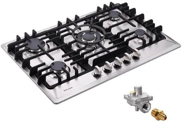 Main image of 30 Inch Gas Cooktop, Stainless Steel Built-in 5 Burners Gas Stovetop LPG/NG Convertible Gas Stove Top Dual Fuel Cooktop DM527-02