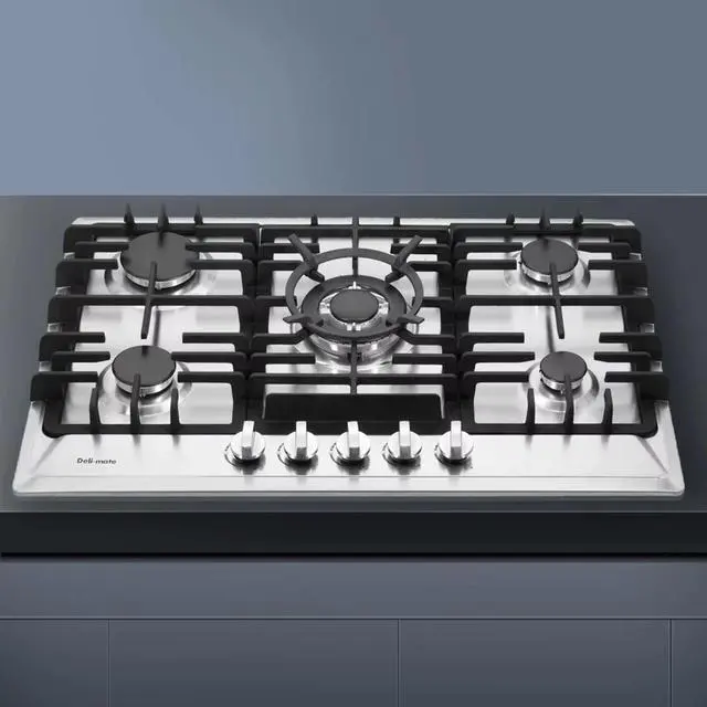 Alt view image 5 of 7 - 30 Inch Gas Cooktop, Stainless Steel Built-in 5 Burners Gas Stovetop LPG/NG Convertible Gas Stove Top Dual Fuel Cooktop DM527-02