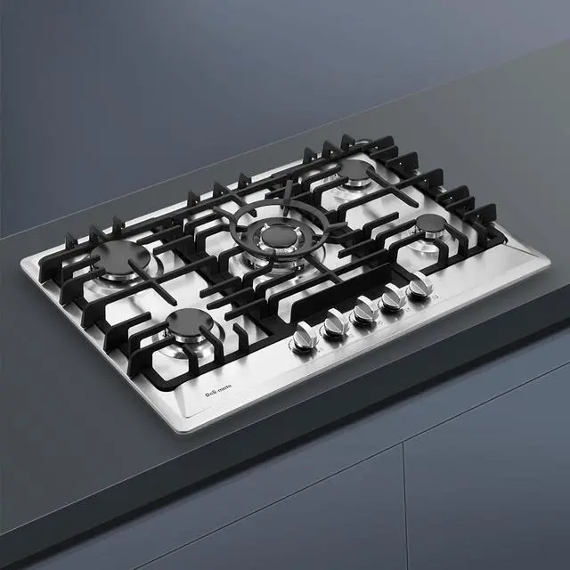 Alt view image 6 of 7 - 30 Inch Gas Cooktop, Stainless Steel Built-in 5 Burners Gas Stovetop LPG/NG Convertible Gas Stove Top Dual Fuel Cooktop DM527-02