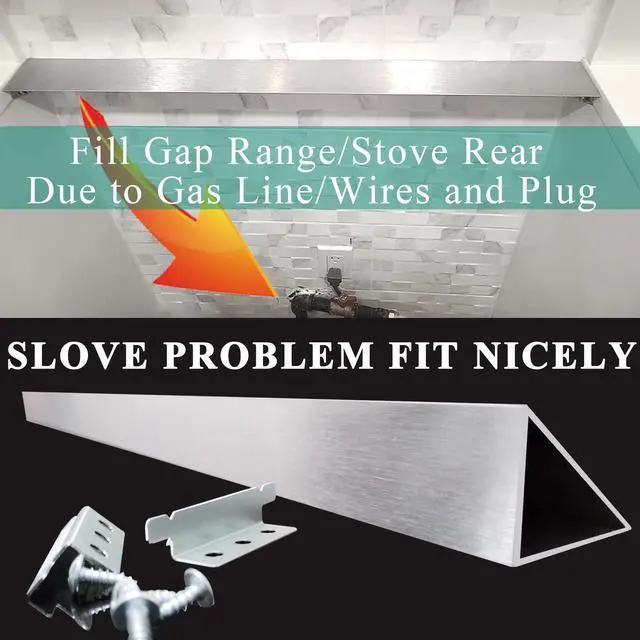Alt view image 4 of 7 - 36" Slide In Range or Stove Rear Filler Trim Kit, Universal Fill Strip for Gap Between Slide-In Stove Range and Wall, W10113901A Compatible with Whirlpool and Most Brand, Durable Aluminum, Sliver