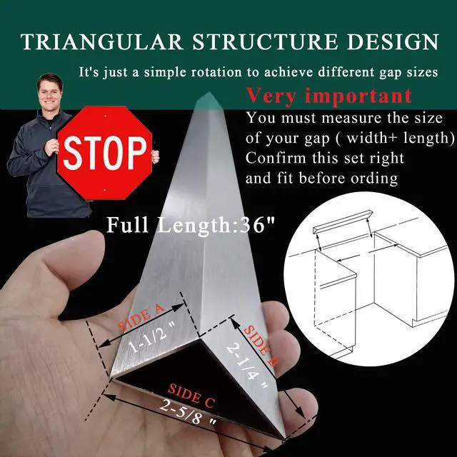 Alt view image 6 of 7 - 36" Slide In Range or Stove Rear Filler Trim Kit, Universal Fill Strip for Gap Between Slide-In Stove Range and Wall, W10113901A Compatible with Whirlpool and Most Brand, Durable Aluminum, Sliver