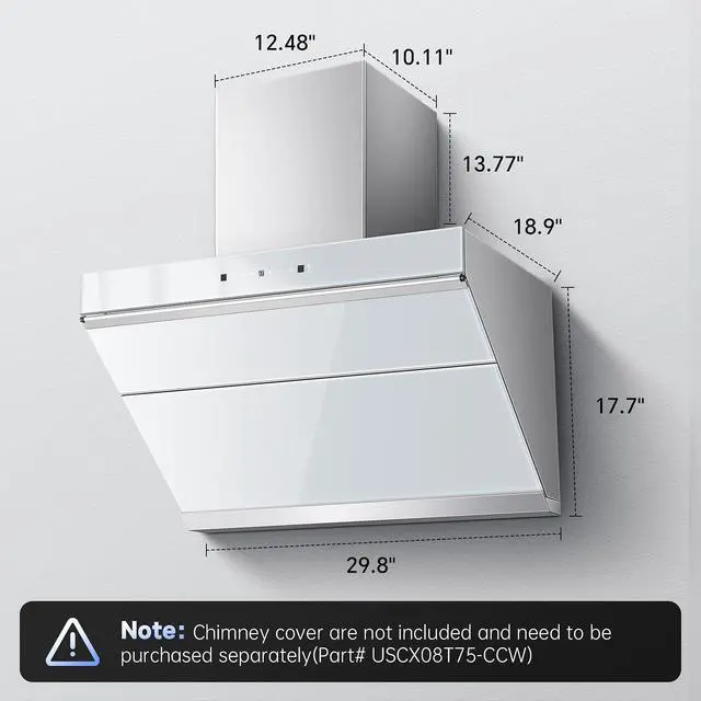Alt view image 7 of 7 - 30 inch Under Cabinet Range Hood, 900 CFM, Heating Auto-cleaning | Wall mount compatible, gesture & touch control, tempered glass, 3-speed exhaust fan, baffle filters, kitchen vent hood
