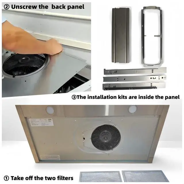 Alt view image 6 of 7 - 30 Inch Under Cabinet Range Hood, 700 CFM Kitchen Vent Hood with Touch & Gesture Control, 3-Speed Quiet Operation, Stainless Steel with LED Lights, Ducted/Ductless