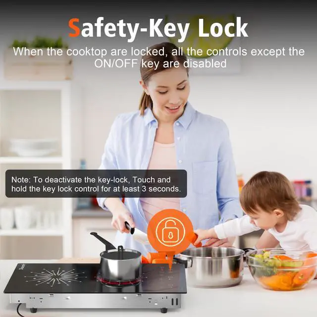 Alt view image 6 of 7 - 2 Burner Electric Cooktop 110V Portable Plug in 2000W | 12 Inch Two Burner Electric Stove Built-in & Countertop, Touch Control, 99-Min Timer, Safety Lock, 120V Portable Burner