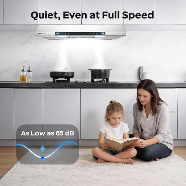 Alt view image 3 of 7 - 36 Inch(900mm) Under Cabinet Range Hood, 700 CFM Kitchen Vent Hood with Touch & Gesture Control, 3-Speed Quiet Operation, Stainless Steel with LED Lights, Ducted/Ductless