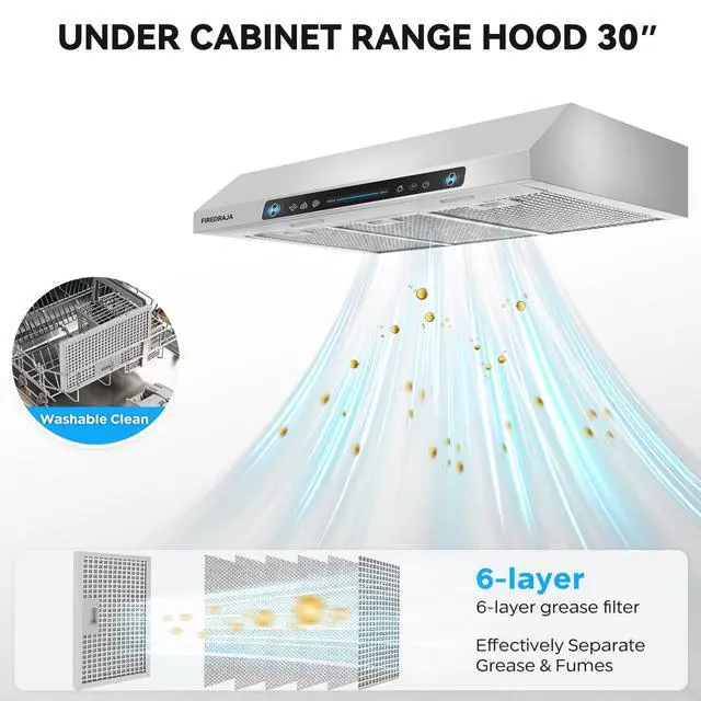 Alt view image 4 of 7 - 36 Inch(900mm) Under Cabinet Range Hood, 700 CFM Kitchen Vent Hood with Touch & Gesture Control, 3-Speed Quiet Operation, Stainless Steel with LED Lights, Ducted/Ductless