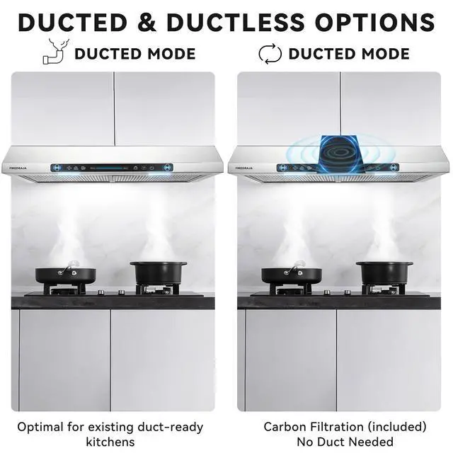 Alt view image 7 of 7 - 36 Inch(900mm) Under Cabinet Range Hood, 700 CFM Kitchen Vent Hood with Touch & Gesture Control, 3-Speed Quiet Operation, Stainless Steel with LED Lights, Ducted/Ductless
