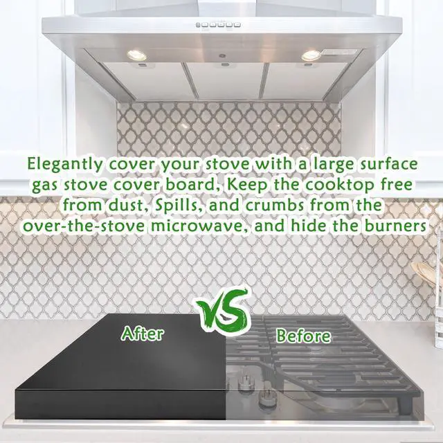 Alt view image 6 of 6 - Gas Stove Cover Board, Resistance to Heat Range Covers for Gas Stove | Large Black Stove Top Covers (L30 x W22'' x H2.75 '') with Anti-slip Silicone Feet, Anti-collision Corner Guards
