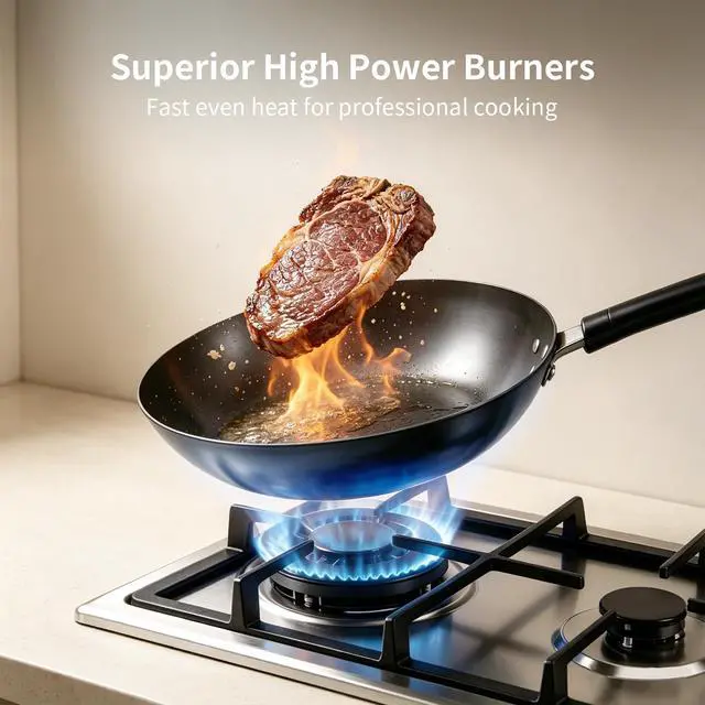 Alt view image 4 of 7 - 12 Inch 2 Burner Gas Cooktop, NG/LPG Convertible Gas Stove Top, 304 Stainless Steel with Thermocouple Flameout Protection for Kitchens, Apartments, RVs