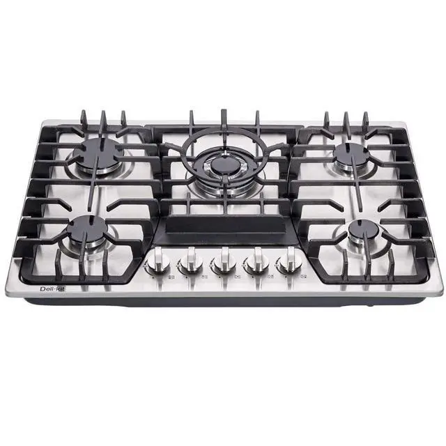 Alt view image 3 of 6 - 30 Inch Gas Cooktop - Dual Fuel Sealed 5 Burners Built-In Stainless Steel Hob DK257-A03