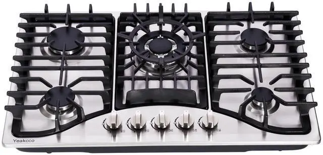 Main image of 30 Inch Gas Cooktop, 5 Burners Stainless Steel Built-in Stovetop Propane/Natural Gas Convertible Stove Top Dual Fuel Cooktop
