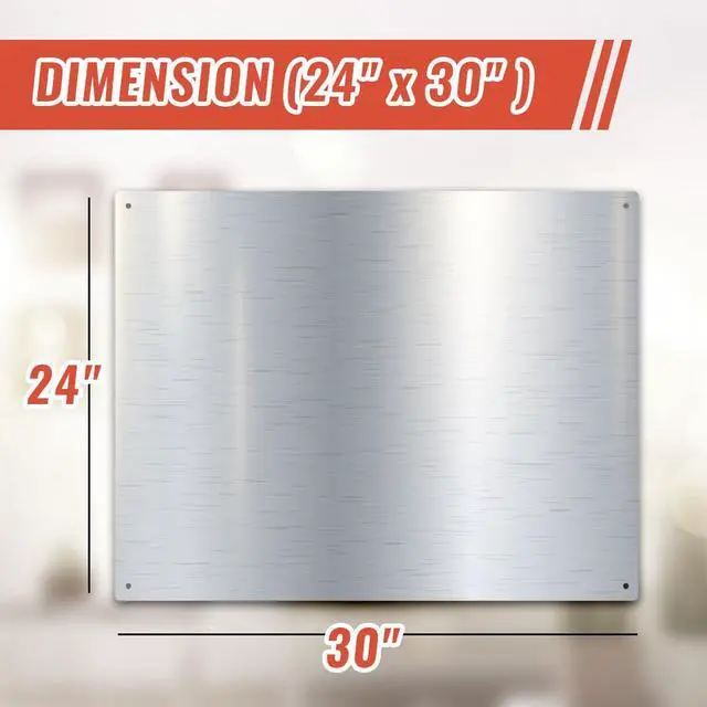 Alt view image 2 of 6 - 30" x 24" Backsplash for Kitchen Wall Stove Backsplash Protector with Ultra Flat and Flushed Metal Backs plash for Panel Stainless Steel (2)