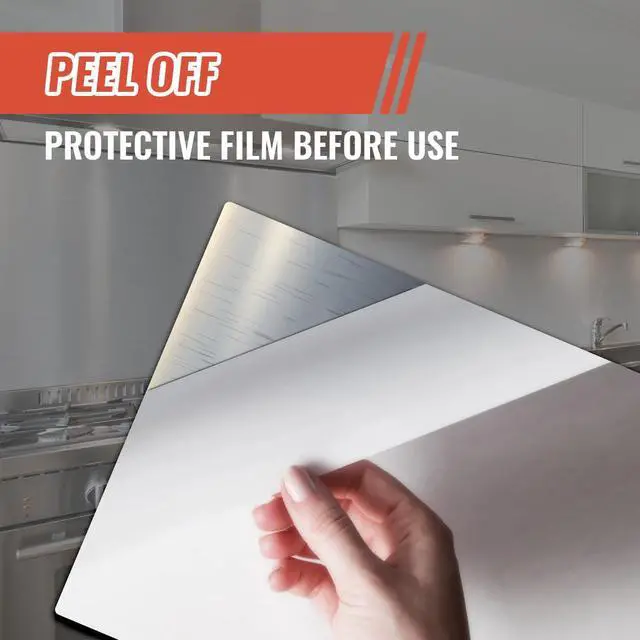 Alt view image 4 of 6 - 30" x 24" Backsplash for Kitchen Wall Stove Backsplash Protector with Ultra Flat and Flushed Metal Backs plash for Panel Stainless Steel (2)