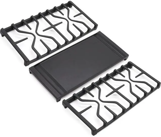 Main image of WB31X27151 Side Grate & WB31X24738 Center Griddle Plate Kit Replacement Parts for GE Stoves, General Electric Gas Range Burner Grate for JGBS66REKSS JGB735SPSS JGBS86SPSS, 2+1 Pack