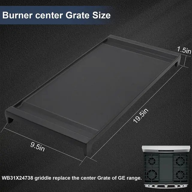 Alt view image 4 of 7 - WB31X27151 Side Grate & WB31X24738 Center Griddle Plate Kit Replacement Parts for GE Stoves, General Electric Gas Range Burner Grate for JGBS66REKSS JGB735SPSS JGBS86SPSS, 2+1 Pack