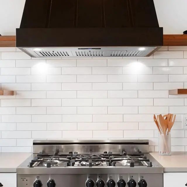 Alt view image 5 of 7 - 36 in. Lumin Collection 380 CFM Ducted Insert Range Hood, LED, Stainless | COS-36IRHS Soft Touch Controls, 3 Fan Speeds, Permanent Dishwasher-Safe Baffle Filters, Backdraft Damper