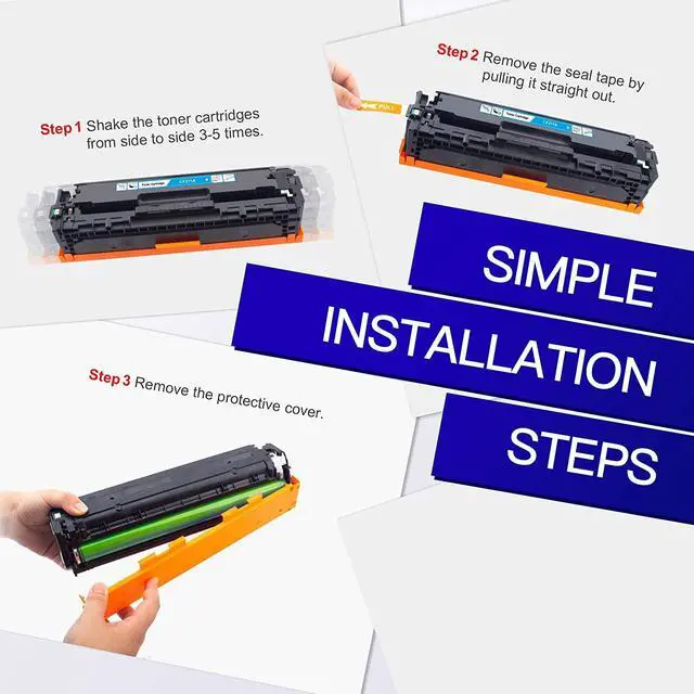 Alt view image 3 of 5 - Remanufactured Toner Cartridge Replacement for HP 131X 131A CF210X CF211A CF212A with LaserJet Pro 200 Color MFP M276nw M251nw M251n M276n Printer, 4 Pack (Black, Cyan, Magenta, Yellow)