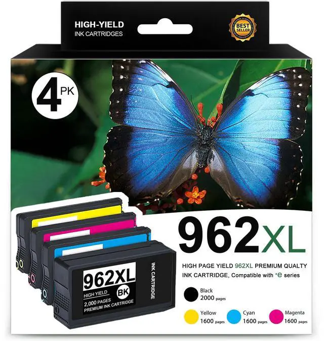 Main image of 962XL 962 Ink Cartridges Replacement for HP 962XL Ink Cartridges Combo Pack for OfficeJet Pro 9010 Series 9015 9018 9020 Printer (Black, Magenta, Cyan, Yellow, 4-Pack)