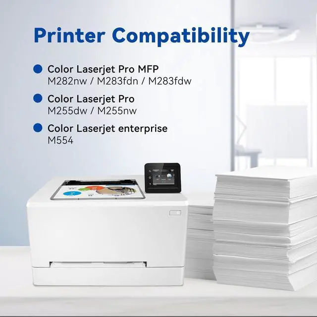 Alt view image 2 of 7 - 206X Toner Cartridges 4 Pack with Chip Replacement for HP 206X W2110X 206A | Compatible with Laserjet Pro MFP M282nw M283fdw M283fdn Pro M255dw M255nw Printer (BK/C/M/Y)