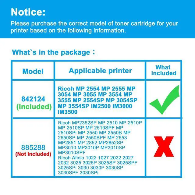 Alt view image 2 of 6 - Compatible Toner Cartridge Replacement for Ricoh 842124 841993 MP 2554 MP 2555 MP 3054 MP 3055 MP 3554 MP 3555 MP 2554SP MP 3054SP MP 3554SP High Yield IM2500 IM3000 IM3500 (2-Pack Black)