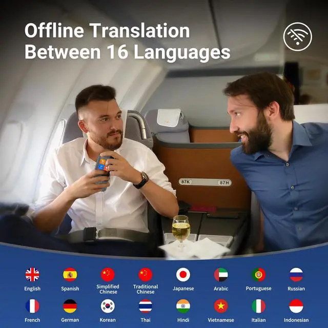 Alt view image 2 of 7 - W09 AI Translation Device Real Time, Language Voice Translator in 144 Languages & Accents with Photo/Text Translate, Offline Two-Way Traductor, Spanish Translating Devices for Business (Grey)