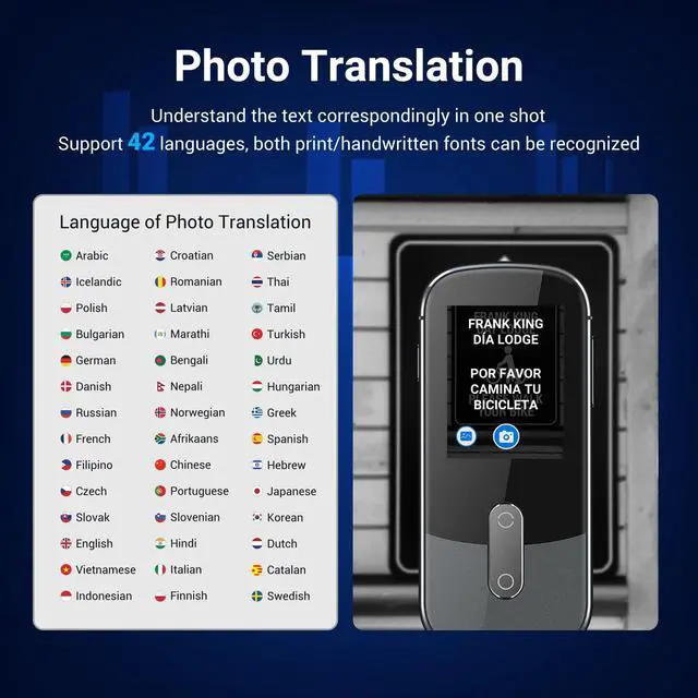 Alt view image 4 of 7 - W09 AI Translation Device Real Time, Language Voice Translator in 144 Languages & Accents with Photo/Text Translate, Offline Two-Way Traductor, Spanish Translating Devices for Business (Grey)