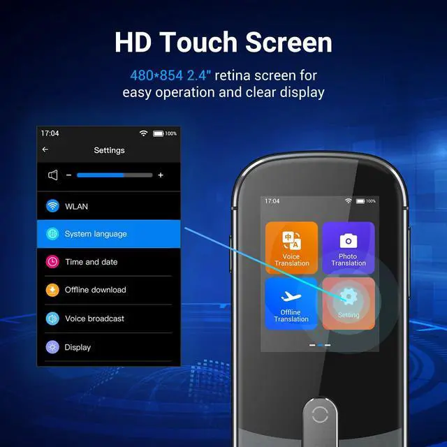 Alt view image 5 of 7 - W09 AI Translation Device Real Time, Language Voice Translator in 144 Languages & Accents with Photo/Text Translate, Offline Two-Way Traductor, Spanish Translating Devices for Business (Grey)