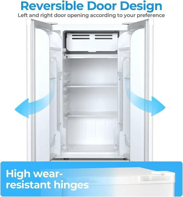 Alt view image 3 of 7 - 3.2 Cu.Ft Mini Fridge with Freezer, Freestanding Compact Refrigerator with Reversible Door & 7-Speed Thermostat, Small Fridge for Office, Apartment, Gameroom (WHITE)