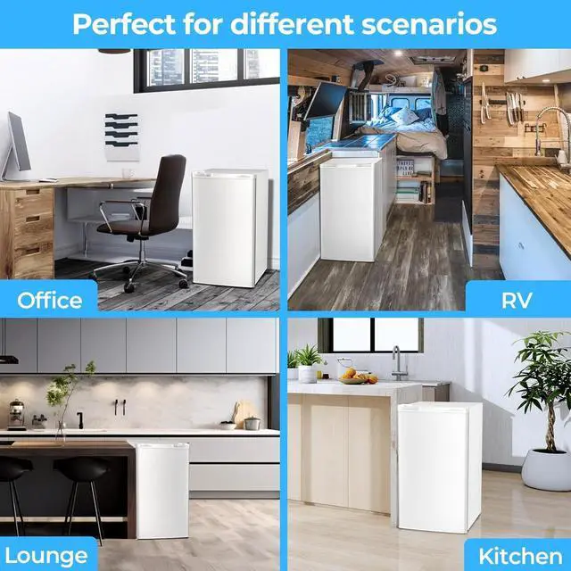 Alt view image 7 of 7 - 3.2 Cu.Ft Mini Fridge with Freezer, Freestanding Compact Refrigerator with Reversible Door & 7-Speed Thermostat, Small Fridge for Office, Apartment, Gameroom (WHITE)