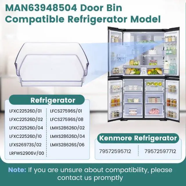 Alt view image 3 of 7 - 2 PackMAN63948504 Refrigerator Door Bin, Bin Basket Shelf Compatible with Refrigerator LFCC22426S, LFXS26973S, LFXC22526D, Replace 4976934 AP7176180 PS16662677 EAP16662677