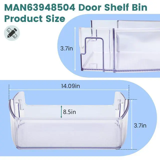 Alt view image 2 of 7 - 2 PackMAN63948504 Refrigerator Door Bin, Bin Basket Shelf Compatible with Refrigerator LFCC22426S, LFXS26973S, LFXC22526D, Replace 4976934 AP7176180 PS16662677 EAP16662677