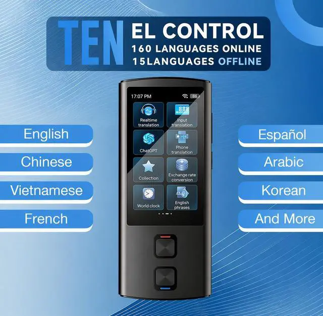 Alt view image 4 of 7 - AI Language Translator Device, Voice-Text Translator Device in 138 Languages For Business and Learning, Online/Offline/ChatGPT/Photo Translation