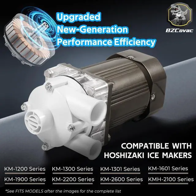 Alt view image 2 of 7 - S-0730 Water Pump for Hoshizaki, S730 Ice Machine Motor Assembly, 14-Inch Cable and Plug, #M91X60S201