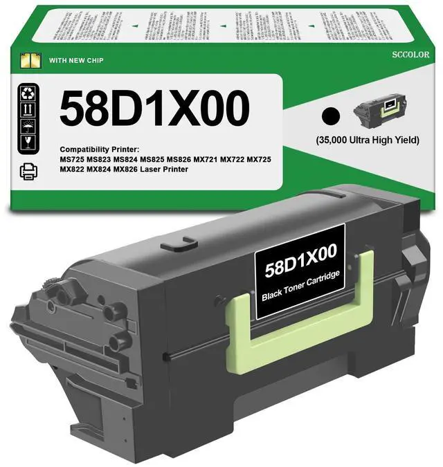 Main image of 58D1X00 Toner Cartridge High Yield Replacement for Lexmark 58D1X00 Black Toner Cartridge Compatible for Lexmark MS725 MS823 MS824 MS825 MS826 MX721 MX722 MX725 MX822 MX824 MX826 Laser Printer