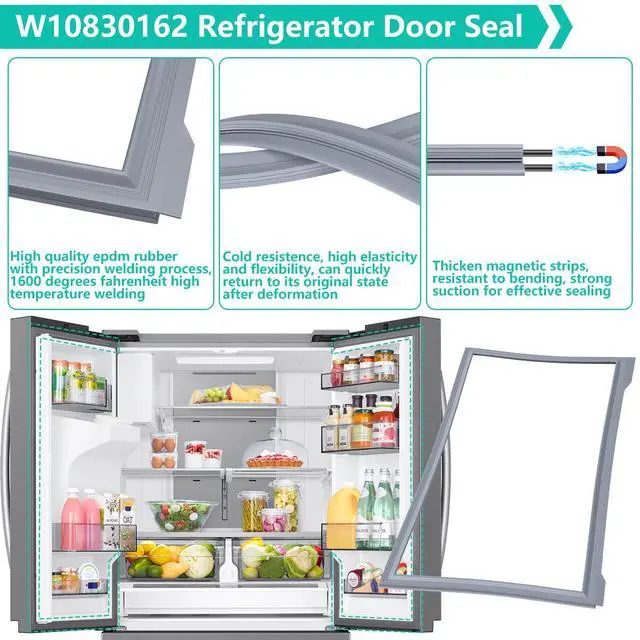 Alt view image 4 of 7 - 2 Pack-W10830162 Refrigerator Door Gasket Replacement for Whirlpool, Kenmore, Kitchen-Aid Refrigerator Door Seal, 39.7"x16.9" Fridge Door Gasket Seal fit Model WRF535SMBM00, KBFS20EVMS13, IX6HHEXDSM00