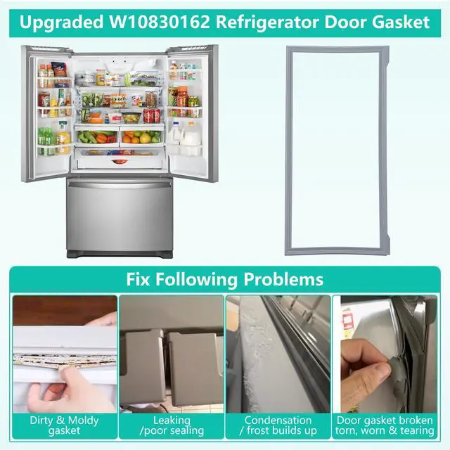 Alt view image 2 of 7 - 2 Pack-W10830162 Refrigerator Door Gasket Replacement for Whirlpool, Kenmore, Kitchen-Aid Refrigerator Door Seal, 39.7"x16.9" Fridge Door Gasket Seal fit Model WRF535SMBM00, KBFS20EVMS13, IX6HHEXDSM00