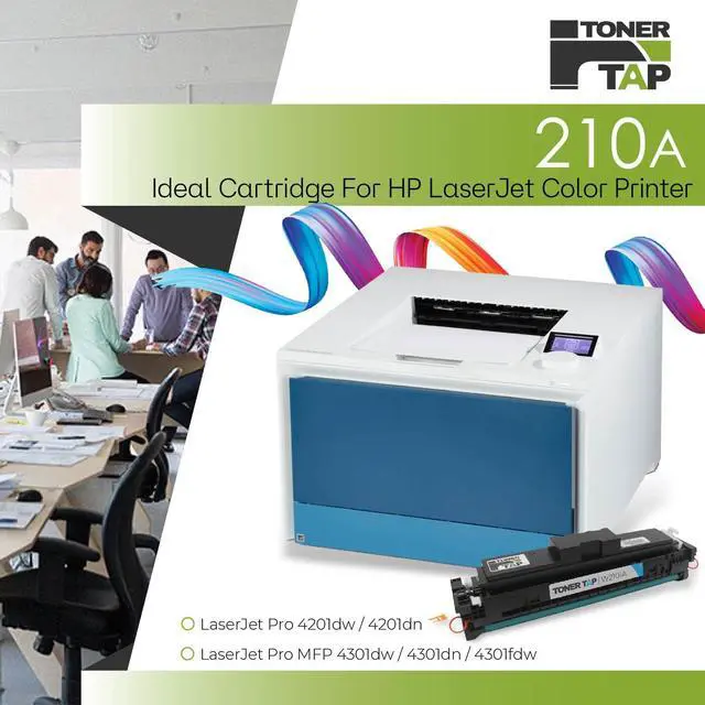 Alt view image 2 of 7 - TonerTap 210A Toner Cartridges 4-Pack | Compatible with HP Color LaserJet Pro 4201dw, 4201dn, MFP 4301dw, 4301dn, 4301fdw, W2100A W2101A W2103A W2102A
