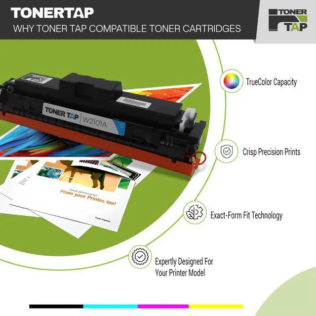 Alt view image 3 of 7 - TonerTap 210A Toner Cartridges 4-Pack | Compatible with HP Color LaserJet Pro 4201dw, 4201dn, MFP 4301dw, 4301dn, 4301fdw, W2100A W2101A W2103A W2102A