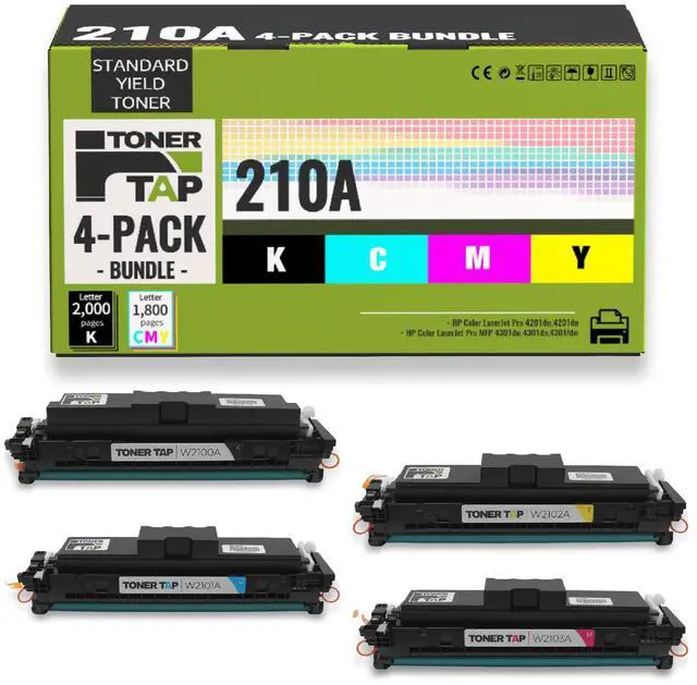 Main image of TonerTap 210A Toner Cartridges 4-Pack | Compatible with HP Color LaserJet Pro 4201dw, 4201dn, MFP 4301dw, 4301dn, 4301fdw, W2100A W2101A W2103A W2102A
