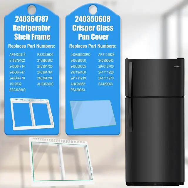 Alt view image 5 of 7 - UPGRADED 240364787 Refrigerator Crisper Drawer Cover with 240350608 Crisper Glass Replacement Compatible with Frigidaire kenmore Refrigerator Drawer Replacement, Fridge Crisper Pan Drawer Cover